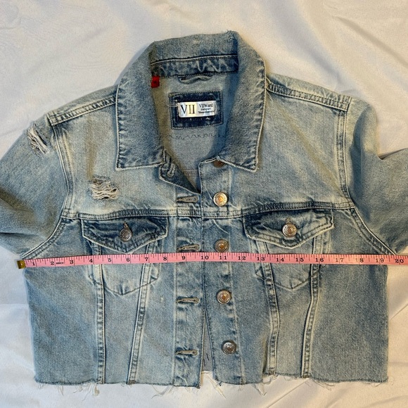 Distressed Custom-Made Sturgis Rally Cropped Denim Jacket - Picture 5 of 7